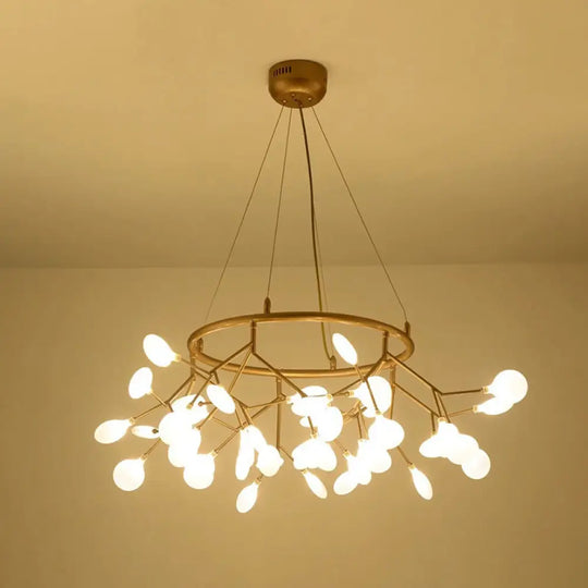 Modern Gold Orbicular Led Ceiling Pendant Light With Firefly Acrylic Chandelier Shade 36 /