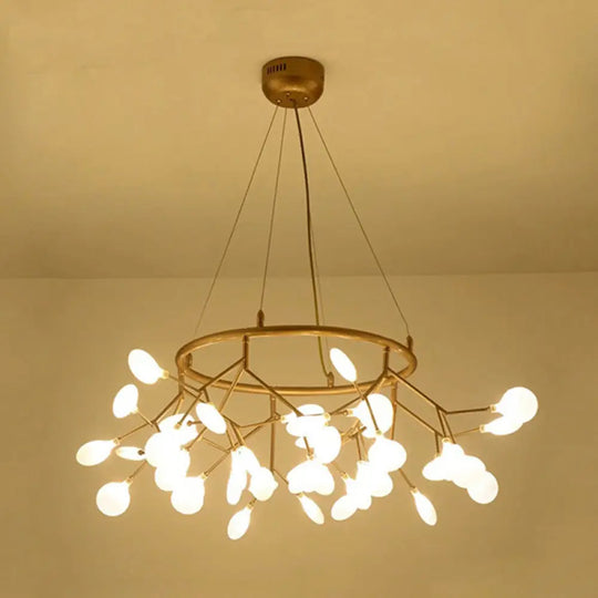 Modern Gold Orbicular Led Ceiling Pendant Light With Firefly Acrylic Chandelier Shade 45 /