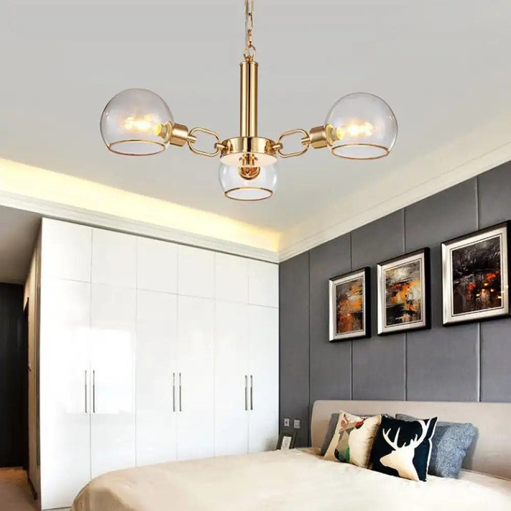 Modern Gold Pendant Light With Clear Glass Dome Shade - Ideal For Sitting Room 3 /