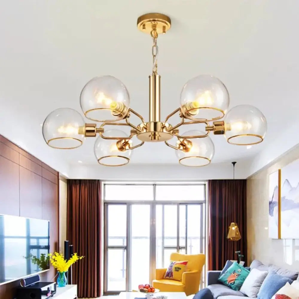 Modern Gold Pendant Light With Clear Glass Dome Shade - Ideal For Sitting Room 6 /