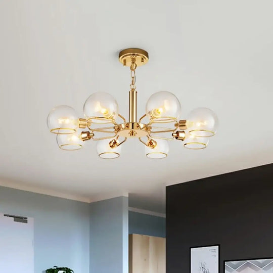 Modern Gold Pendant Light With Clear Glass Dome Shade - Ideal For Sitting Room 8 /