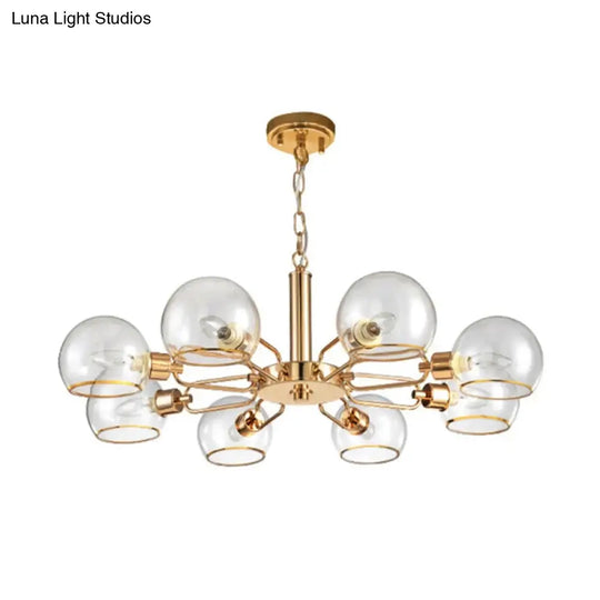 Modern Gold Pendant Light With Clear Glass Dome Shade - Ideal For Sitting Room