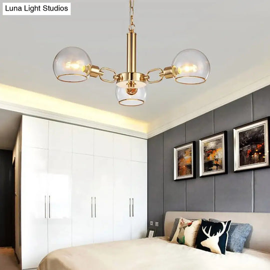 Modern Clear Glass Dome Chandelier - Gold Pendant Light For Sitting Room (3/6/8-Head Options) 3 /