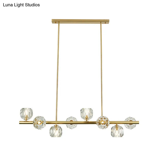 Modern Gold Pendant Light With Crystal Dome Shade - Ideal For Restaurants Or Over Kitchen Islands