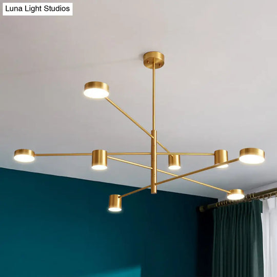 Modern Gold Pendant Ceiling Light With Flat Metal Discs 8 /