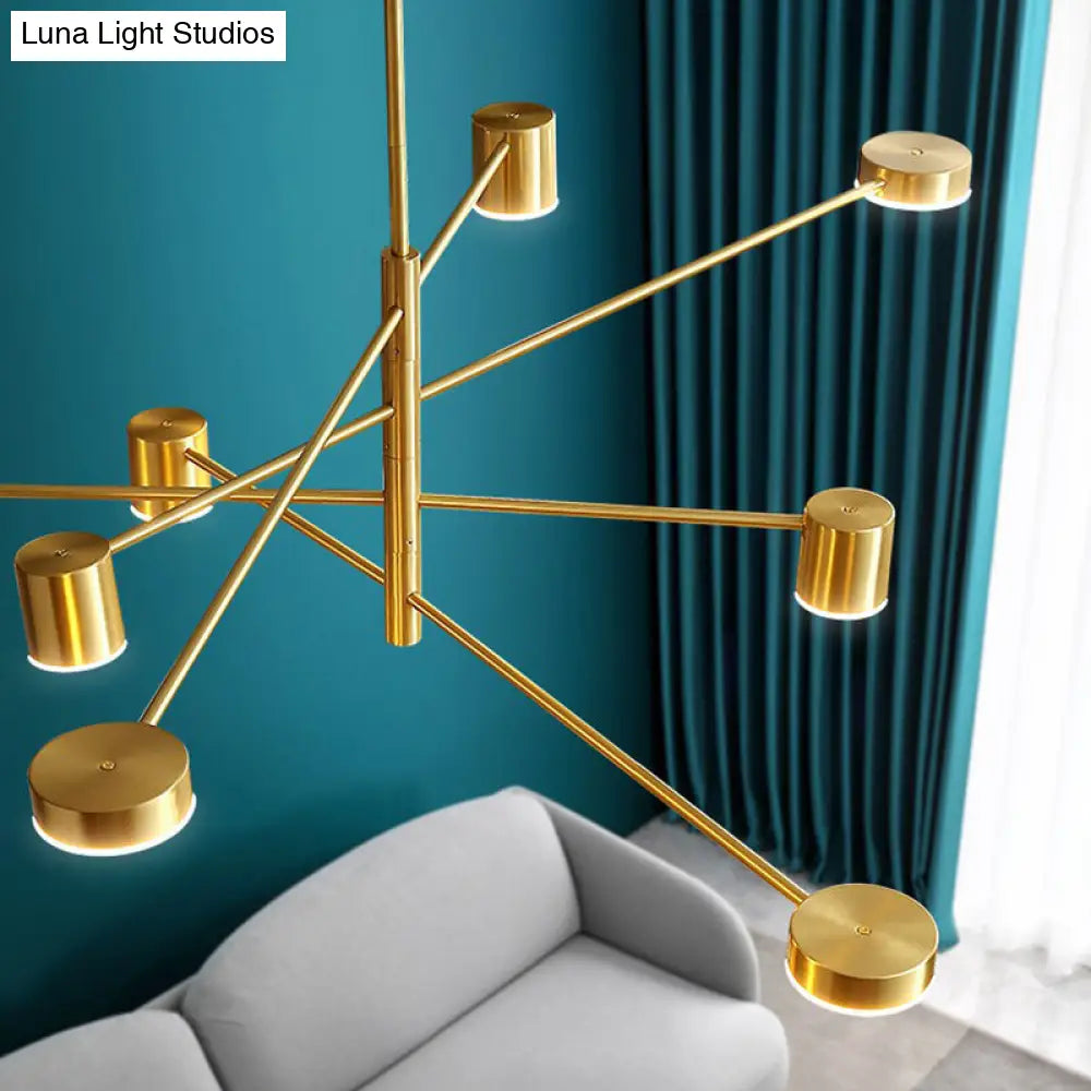 Modern Gold Pendant Ceiling Light With Flat Metal Discs