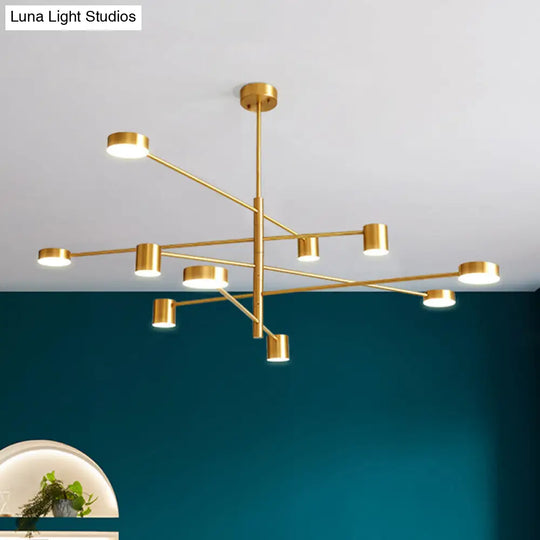 Modern Gold Pendant Ceiling Light With Flat Metal Discs