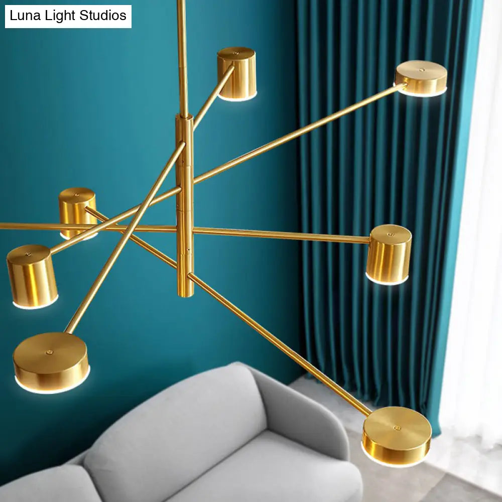 Modern Gold Pendant Light With Flat Discs - Hanging Ceiling Fixture