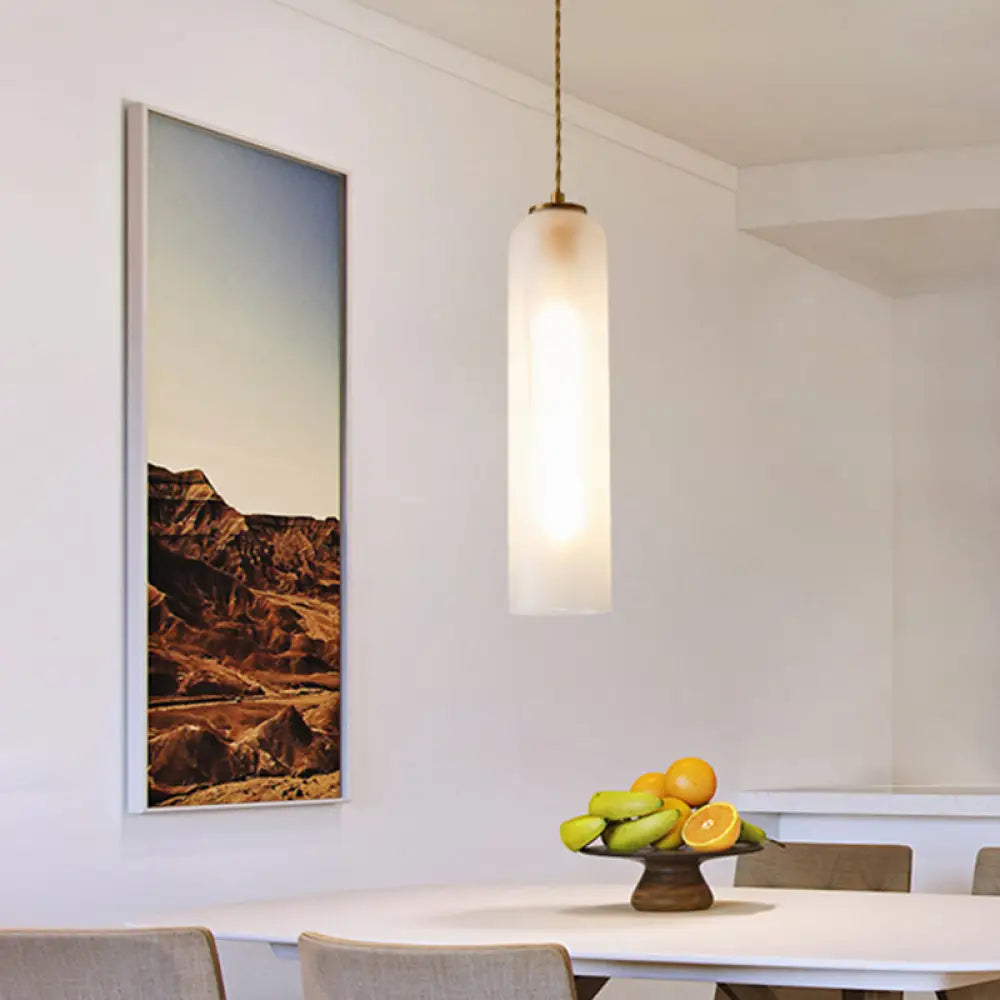 Modern Gold Pendant Light With Milk White Glass - Perfect For Dining Rooms