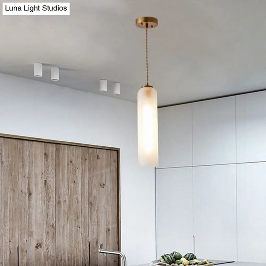 Modern White Glass Pendant Light With Gold Suspension Ideal For Dining Room Ambiance