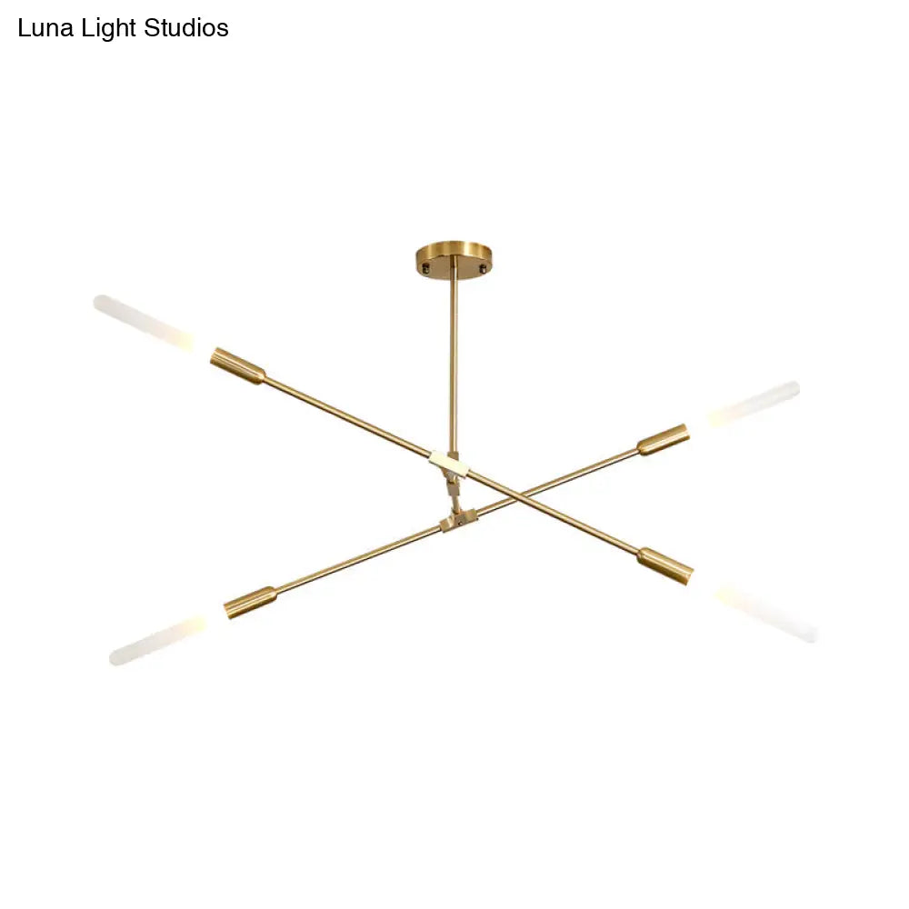 Modern Gold Pendant Light With Opal Glass Shade - Linear Hanging Fixture 4/6/8 Lights