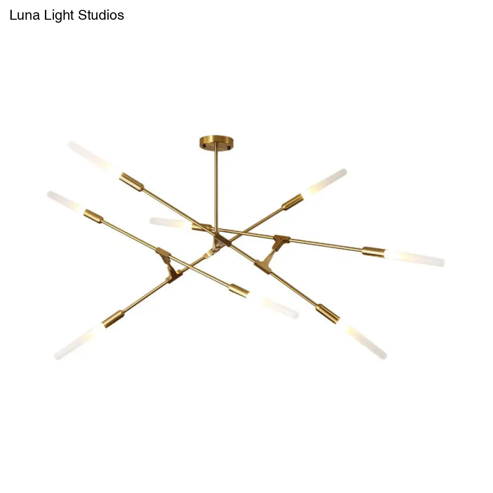 Modern Gold Pendant Light With Opal Glass Shade - Linear Hanging Fixture 4/6/8 Lights