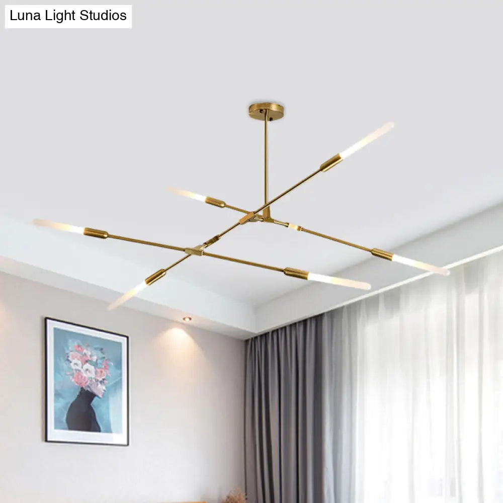 Modern Gold Pendant Light With Opal Glass Shade - Linear Hanging Fixture 4/6/8 Lights