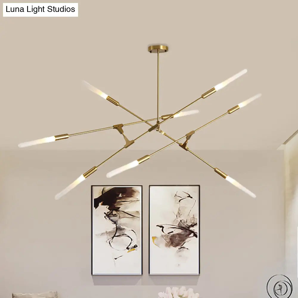 Modern Gold Pendant Light With Opal Glass Shade - Linear Hanging Fixture 4/6/8 Lights