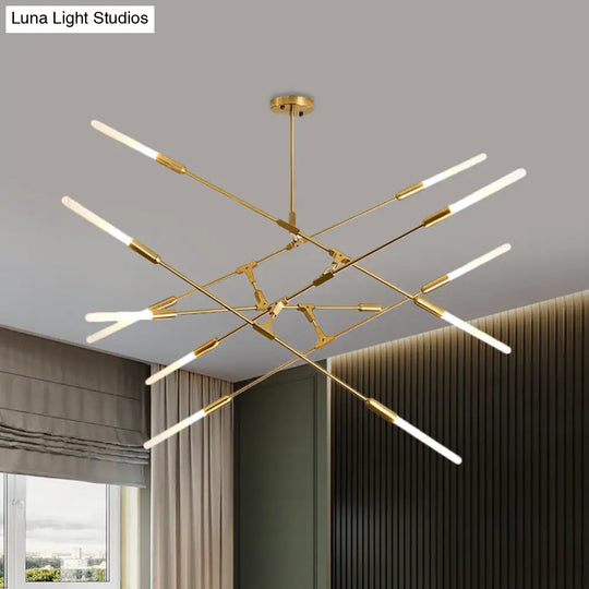 Modern Gold Pendant Light With Opal Glass Shade - Linear Hanging Fixture 4/6/8 Lights