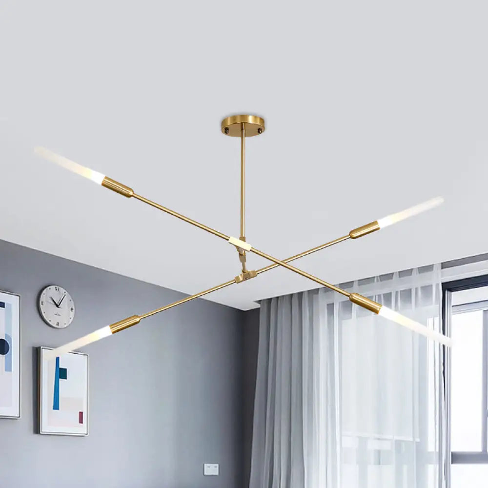 Modern Gold Pendant Light With Opal Glass Shade - Linear Hanging Fixture 4/6/8 Lights 4 /