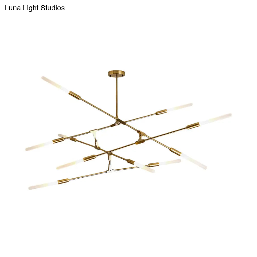 Modern Gold Pendant Light With Opal Glass Shade - Linear Hanging Fixture 4/6/8 Lights