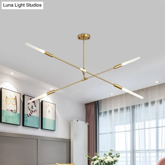 Modern Gold Pendant Light With Opal Glass Shade - Linear Hanging Fixture 4/6/8 Lights