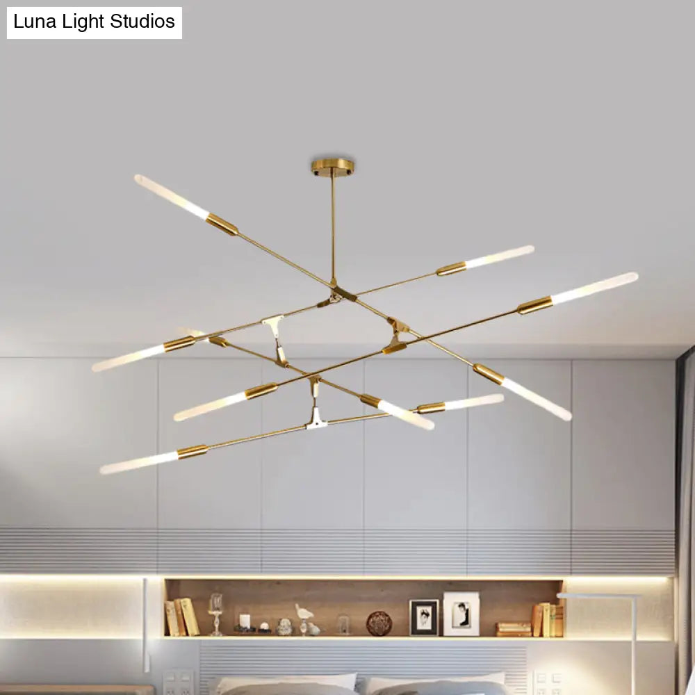 Modern Gold Pendant Light With Opal Glass Shade - Linear Hanging Fixture 4/6/8 Lights