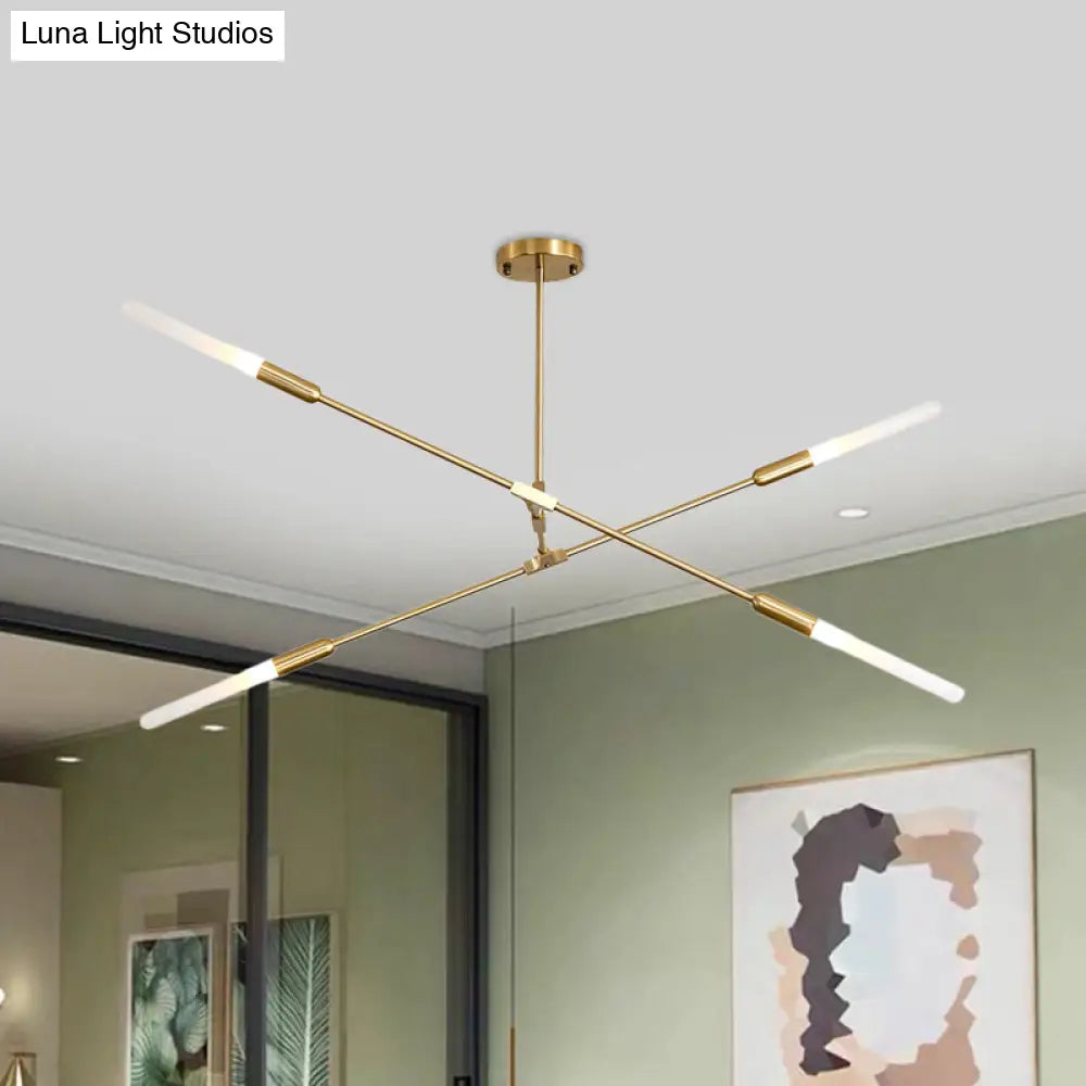 Modern Gold Pendant Light With Opal Glass Shade - Linear Hanging Fixture 4/6/8 Lights