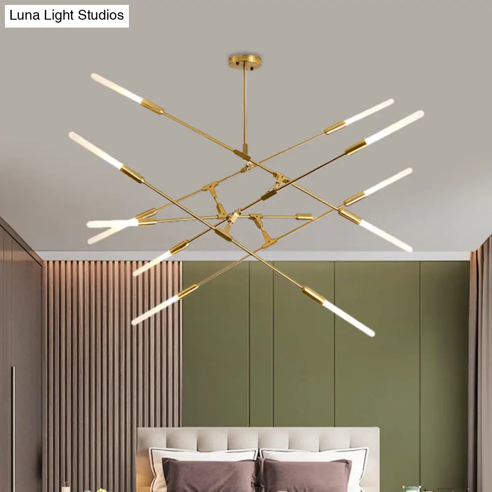 Modern Gold Pendant Light With Opal Glass Shade - Linear Hanging Fixture 4/6/8 Lights