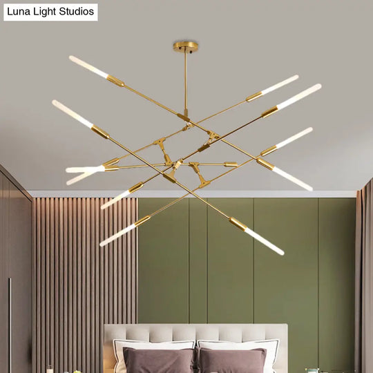 Modern Gold Pendant Light With Opal Glass Shade - Linear Hanging Fixture 4/6/8 Lights