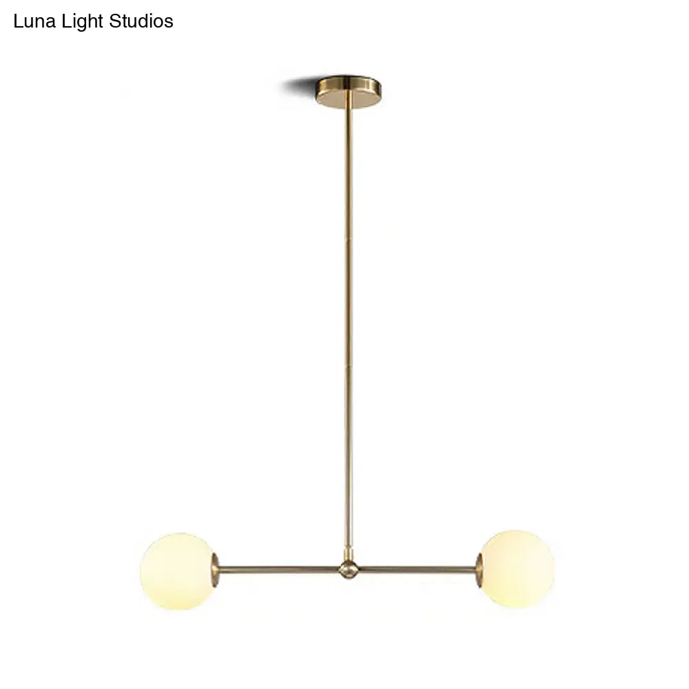 Modern Gold Pendant Light With Orb White Glass Shade - Minimalist Bar Design 2 Lights’ Or ’Gold