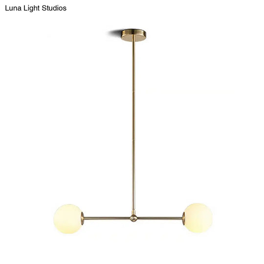 Modern Gold Pendant Light With Orb White Glass Shade - Minimalist Bar Design 2 Lights’ Or ’Gold