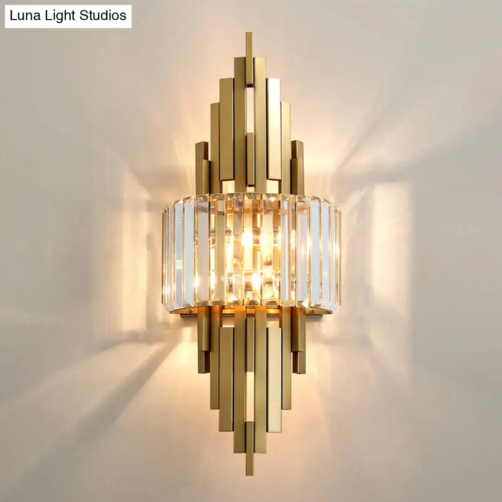 Modern Gold Quad Crystal Wall Sconce Light For Stairs