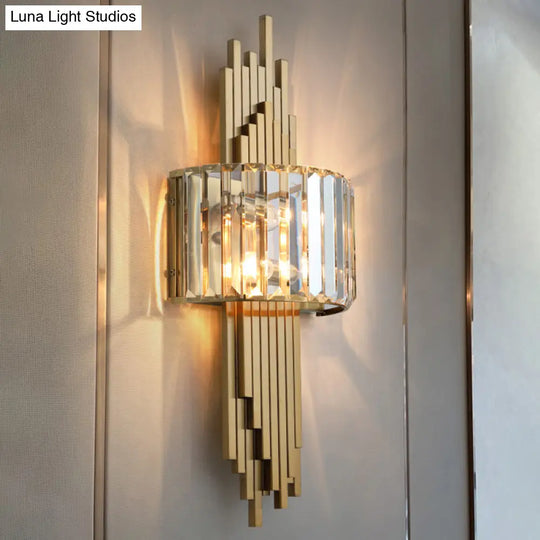 Modern Gold Quad Crystal Wall Sconce Light For Stairs