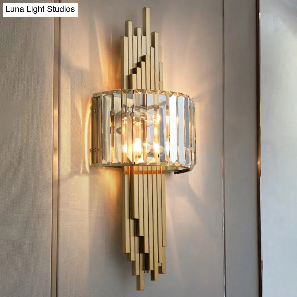 Modern Gold Quad Crystal Wall Sconce Light For Stairs