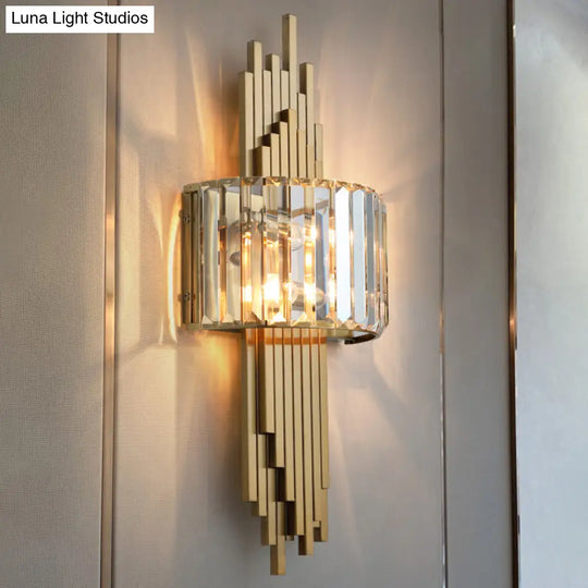 Modern Gold Quad Crystal Wall Sconce Light For Stairs