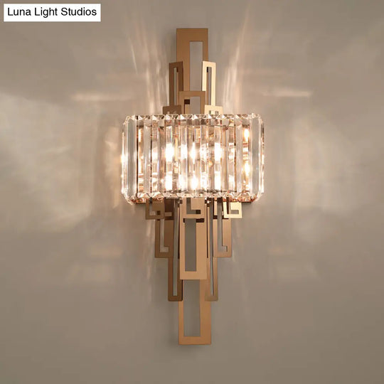 Modern Gold Quad Crystal Wall Sconce Light For Stairs