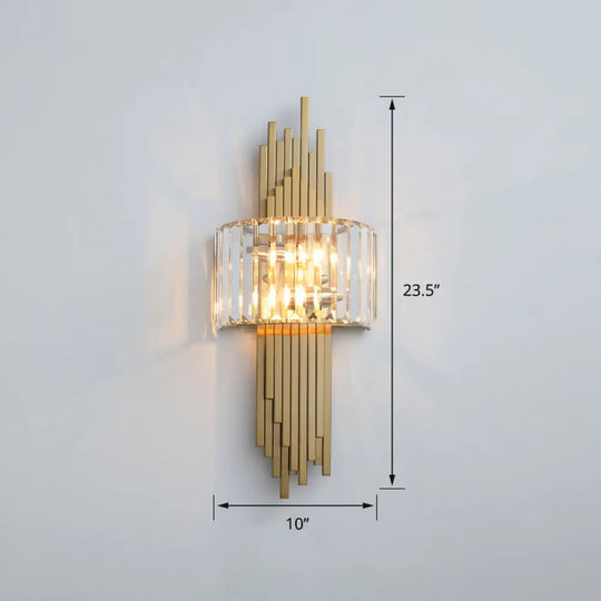 Modern Gold Quad Crystal Wall Sconce Light For Stairs / Arc