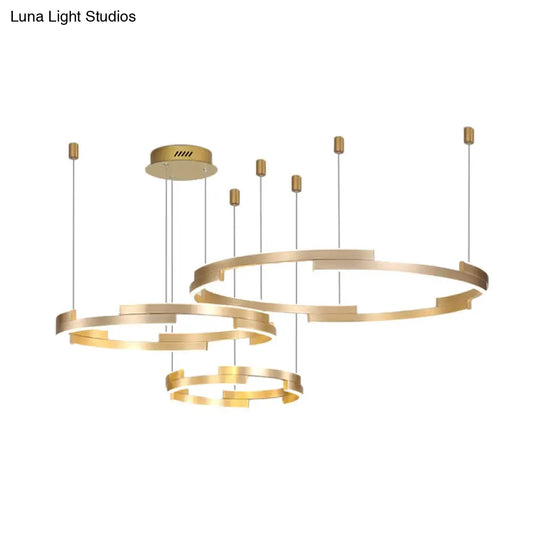 Modern Gold Round Acrylic Chandelier - Led Hanging Ceiling Light White/Warm Glow