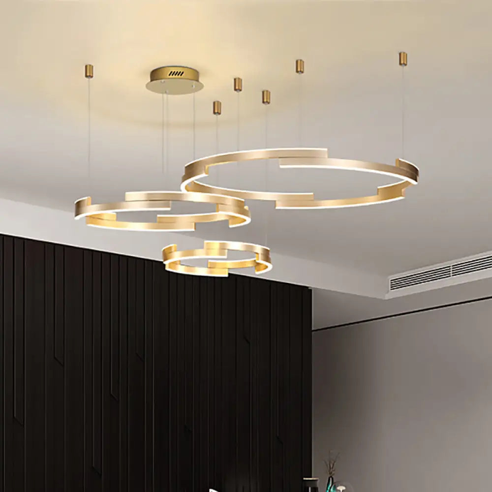 Modern Gold Round Acrylic Chandelier - Led Hanging Ceiling Light White/Warm Glow / Warm