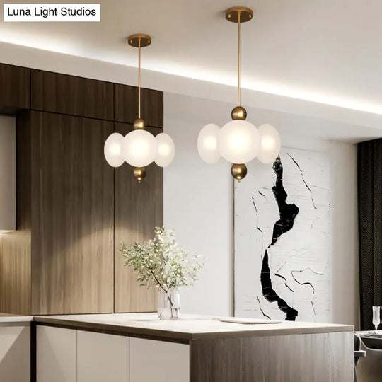 Modern Gold Round Chandelier With Frosted Glass - 4 Heads Ceiling Suspension Lamp