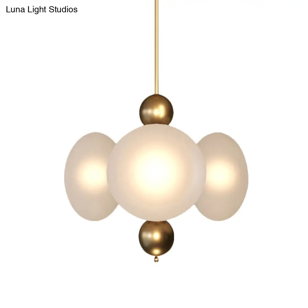 Modern Gold Round Chandelier With Frosted Glass - 4 Heads Ceiling Suspension Lamp