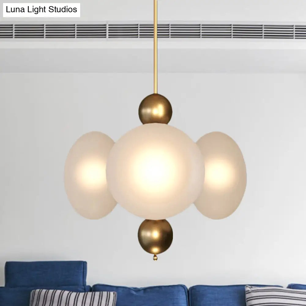 Modern Gold Round Chandelier With 4 Frosted Glass Heads