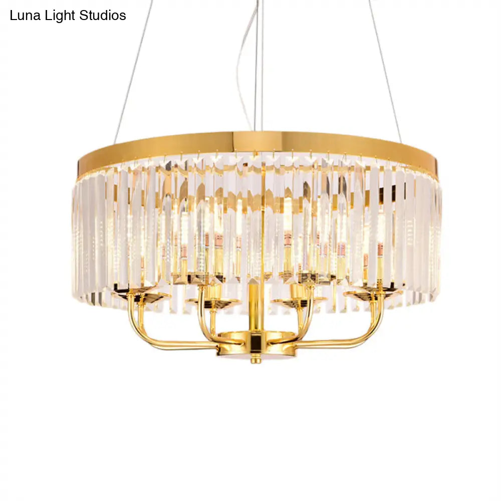 Modern Gold Chandelier Light With Crystal Ceiling Rectangular-Cut 6/8/12 Lights - 18/31.5 Wide