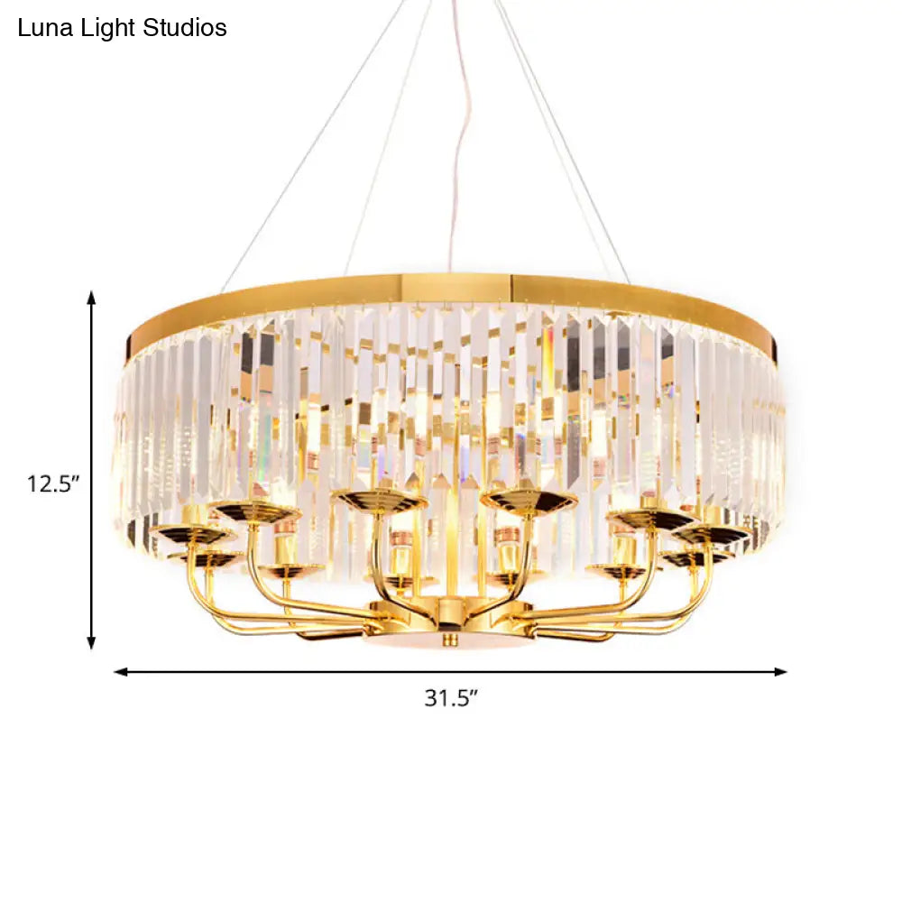 Modern Gold Chandelier Light With Crystal Ceiling Rectangular-Cut 6/8/12 Lights - 18/31.5 Wide