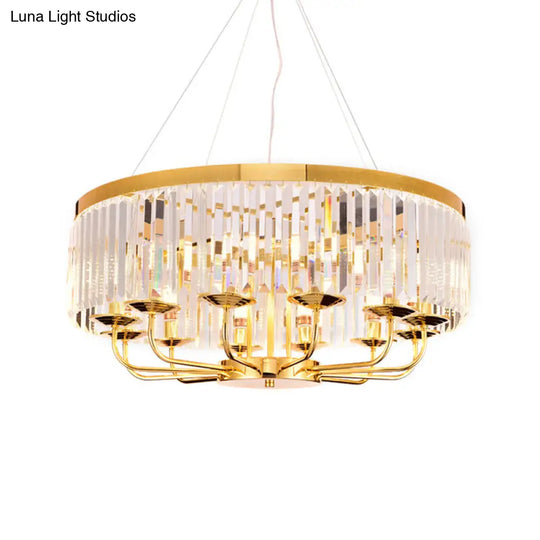 Modern Gold Chandelier Light With Crystal Ceiling Rectangular-Cut 6/8/12 Lights - 18/31.5 Wide