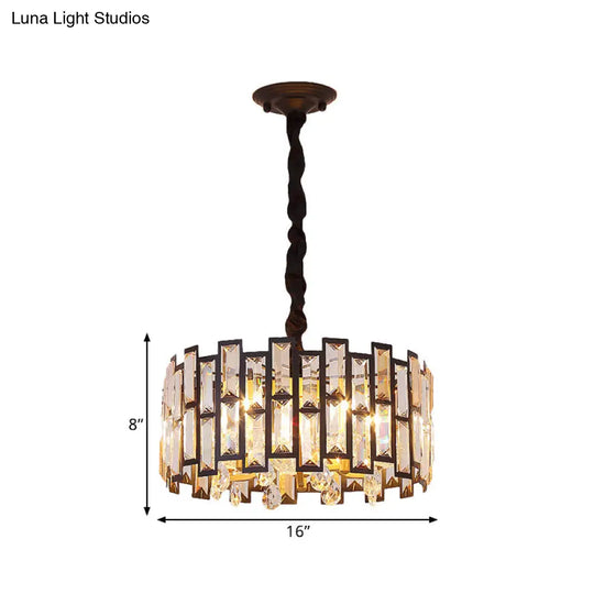 Modern Gold Round Crystal Ceiling Chandelier - 6/5 Lights Bedroom Hanging Lamp 19.5’/16’ Wide