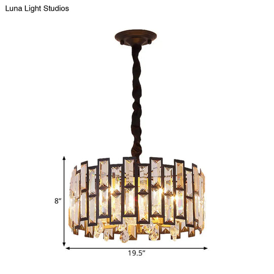 Crystal-Encrusted Modern Gold Chandelier For Bedroom - 6/5 Lights 19.5/16 Wide