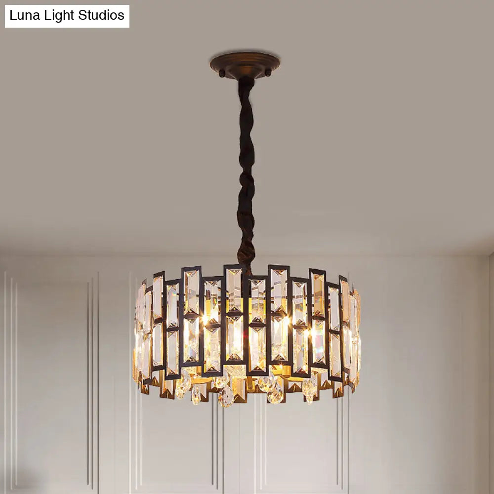 Modern Gold Round Crystal Ceiling Chandelier - 6/5 Lights Bedroom Hanging Lamp 19.5’/16’ Wide