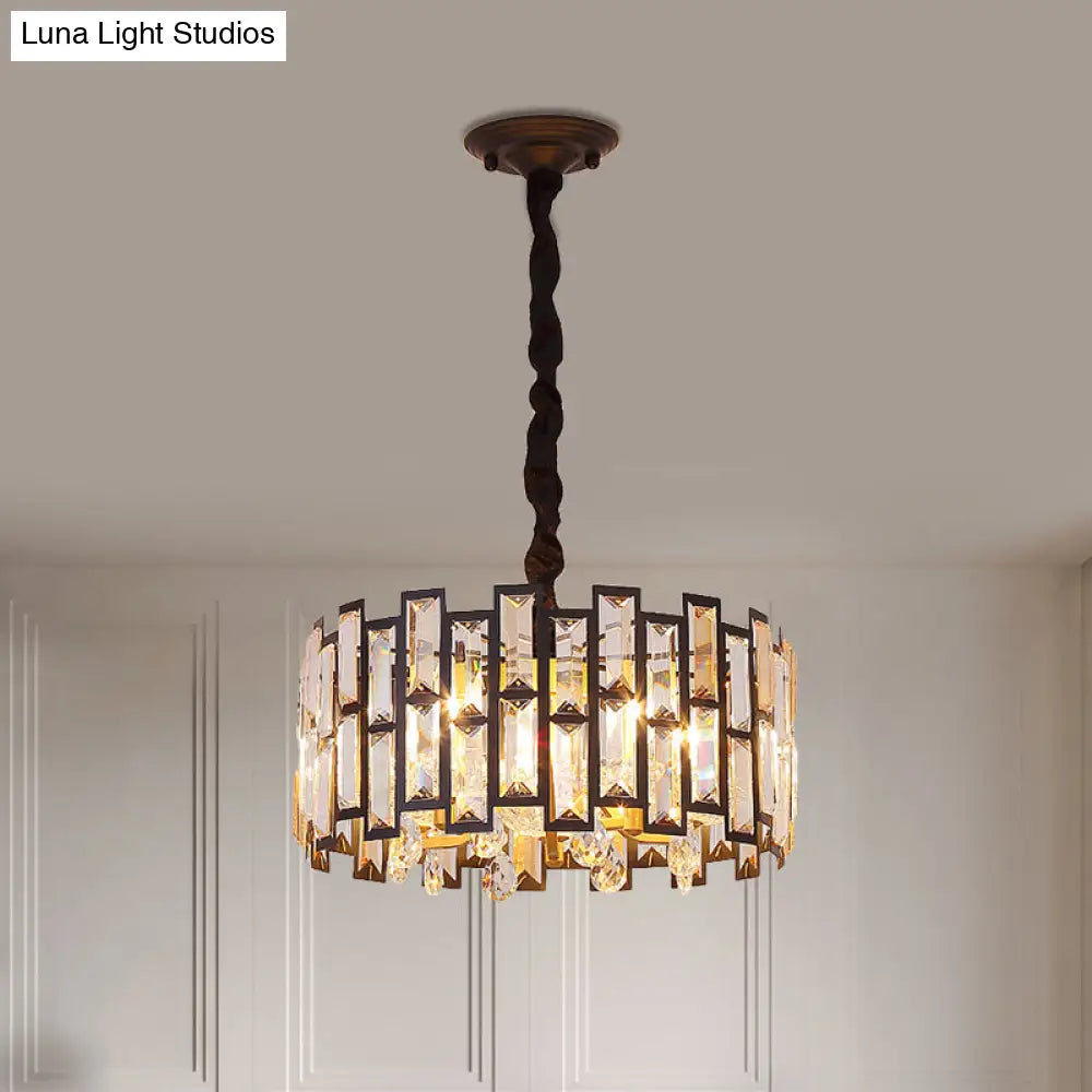 Crystal-Encrusted Modern Gold Chandelier For Bedroom - 6/5 Lights 19.5/16 Wide