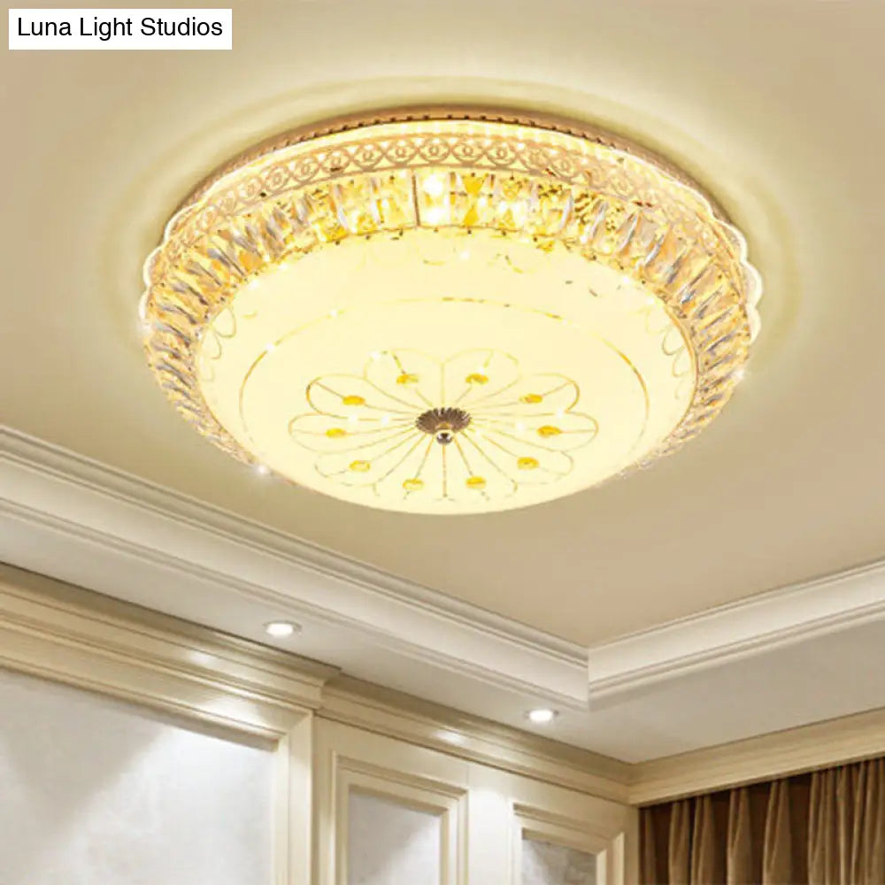 Modern Gold Round Led Crystal Ceiling Light - Bedroom Flushmount Lighting