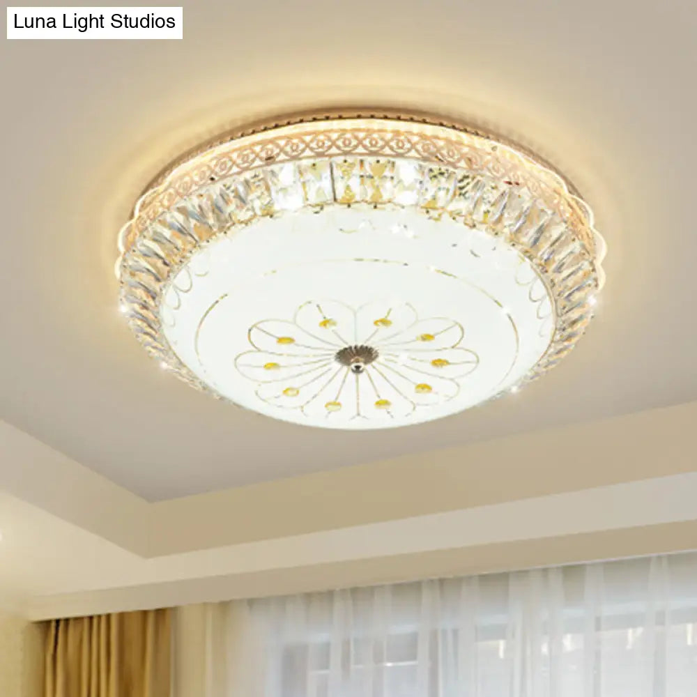 Modern Gold Round Led Crystal Ceiling Light - Bedroom Flushmount Lighting