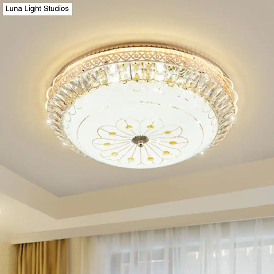 Modern Gold Round Led Crystal Ceiling Light - Bedroom Flushmount Lighting