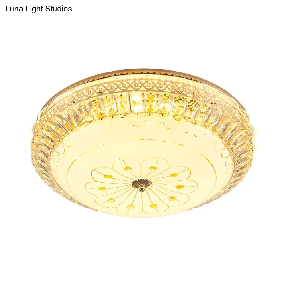 Modern Gold Round Led Crystal Ceiling Light - Bedroom Flushmount Lighting